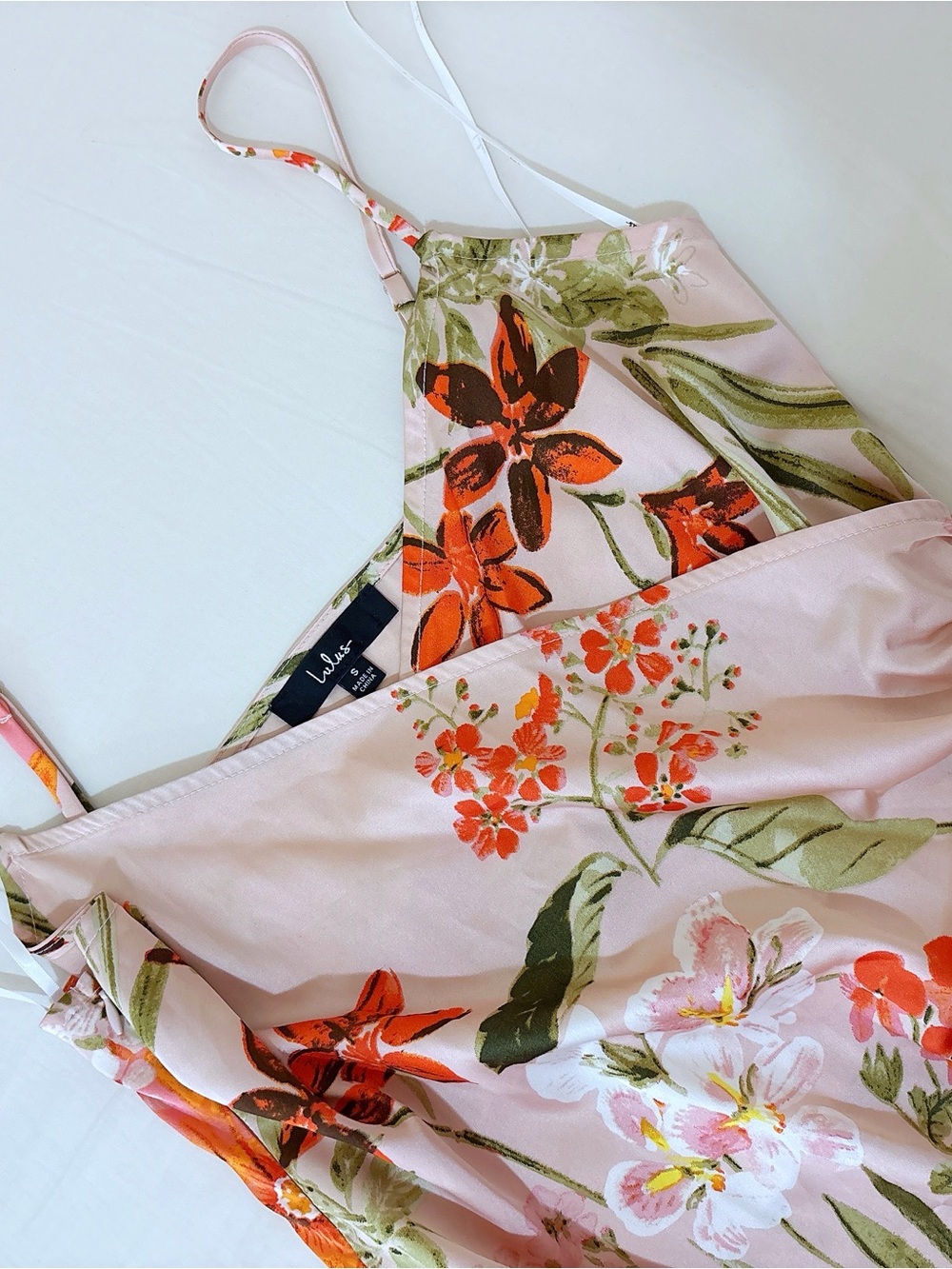 Lulu's Pink Floral Midi Dress
